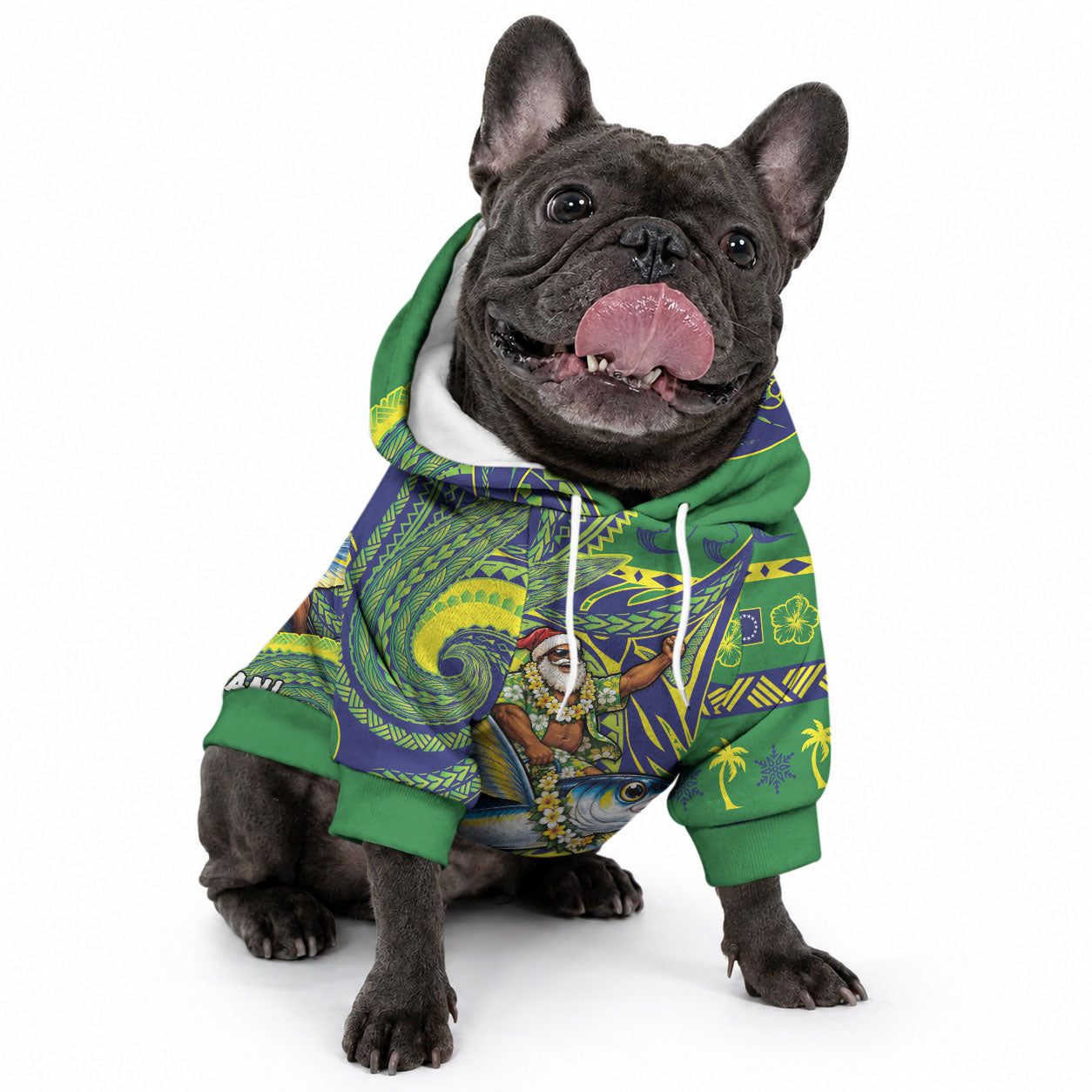 Cook Islands Christmas Pet Hoodie Santa Riding Flying Fish DT05 - Polynesian Pride
