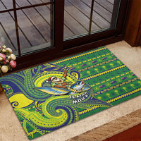 Cook Islands Christmas Rubber Doormat Santa Riding Flying Fish