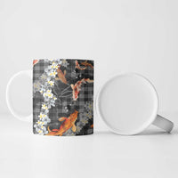 Black Palaka Hawaiian And Japanese Ceramic Mug Sakura Lei With Koi Fish DT05 - Polynesian Pride