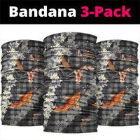Black Palaka Hawaiian And Japanese Neck Gaiter Sakura Lei With Koi Fish DT05 package One Size: 25*50cm Black - Polynesian Pride