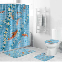Blue Palaka Hawaiian And Japanese Bathroom Set Sakura Lei With Koi Fish DT05 Bathroom Set (4 pcs) Blue - Polynesian Pride