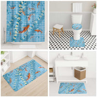 Blue Palaka Hawaiian And Japanese Bathroom Set Sakura Lei With Koi Fish DT05 - Polynesian Pride