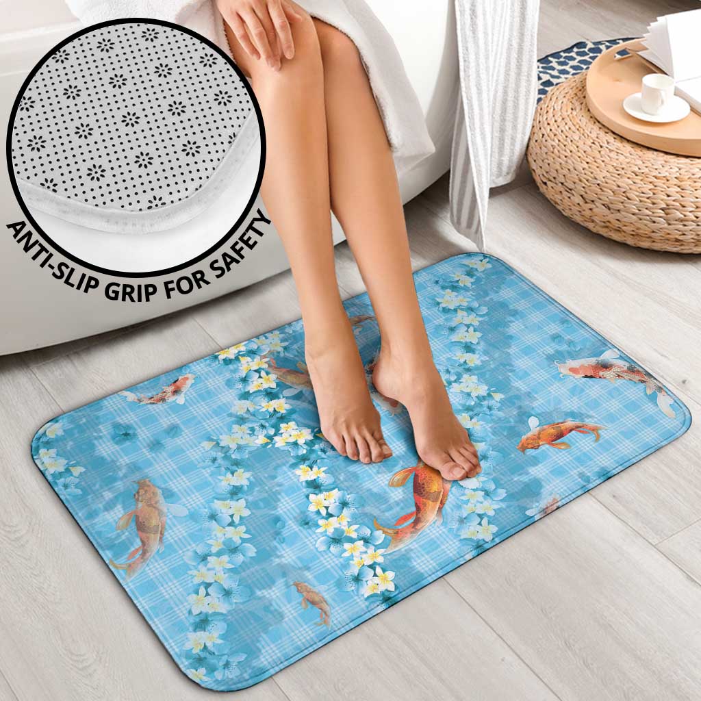 Blue Palaka Hawaiian And Japanese Bathroom Set Sakura Lei With Koi Fish DT05 - Polynesian Pride