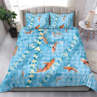 Blue Palaka Hawaiian And Japanese Bedding Set Sakura Lei With Koi Fish DT05 - Polynesian Pride