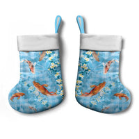 Blue Palaka Hawaiian And Japanese Christmas Stocking Sakura Lei With Koi Fish DT05 - Polynesian Pride