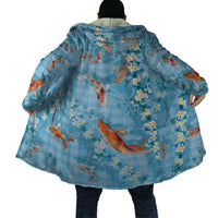 Blue Palaka Hawaiian And Japanese Cloak Sakura Lei With Koi Fish DT05 - Polynesian Pride