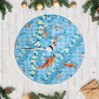 Blue Palaka Hawaiian And Japanese Tree Skirt Sakura Lei With Koi Fish DT05 Casual Blue - Polynesian Pride