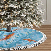 Blue Palaka Hawaiian And Japanese Tree Skirt Sakura Lei With Koi Fish DT05 - Polynesian Pride