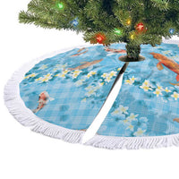 Blue Palaka Hawaiian And Japanese Tree Skirt Sakura Lei With Koi Fish DT05 - Polynesian Pride