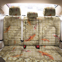 Beige Palaka Hawaiian And Japanese Back Car Seat Cover Sakura Lei With Koi Fish DT05 - Polynesian Pride