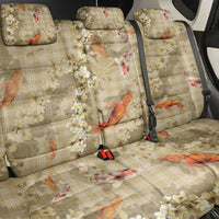 Beige Palaka Hawaiian And Japanese Back Car Seat Cover Sakura Lei With Koi Fish DT05 - Polynesian Pride