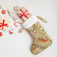 Beige Palaka Hawaiian And Japanese Christmas Stocking Sakura Lei With Koi Fish DT05 - Polynesian Pride