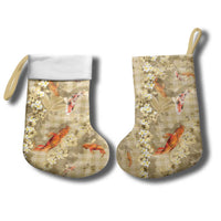 Beige Palaka Hawaiian And Japanese Christmas Stocking Sakura Lei With Koi Fish DT05 - Polynesian Pride