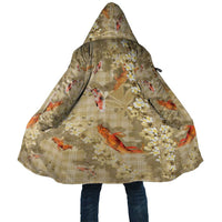 Beige Palaka Hawaiian And Japanese Cloak Sakura Lei With Koi Fish DT05 Unisex Beige - Polynesian Pride