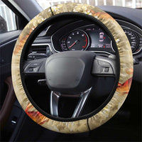 Beige Palaka Hawaiian And Japanese Steering Wheel Cover Sakura Lei With Koi Fish DT05 - Polynesian Pride