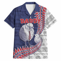 Personalised New Zealand Father's Day Hawaiian Shirt Daddy Kiwi Bird Silver Ferns DT05 Navy - Polynesian Pride