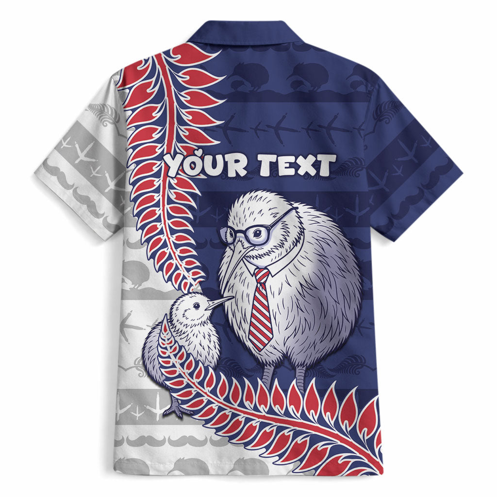 Personalised New Zealand Father's Day Hawaiian Shirt Daddy Kiwi Bird Silver Ferns DT05 - Polynesian Pride
