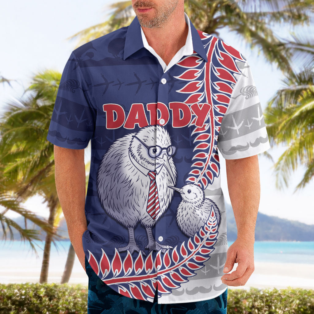 Personalised New Zealand Father's Day Hawaiian Shirt Daddy Kiwi Bird Silver Ferns DT05 - Polynesian Pride