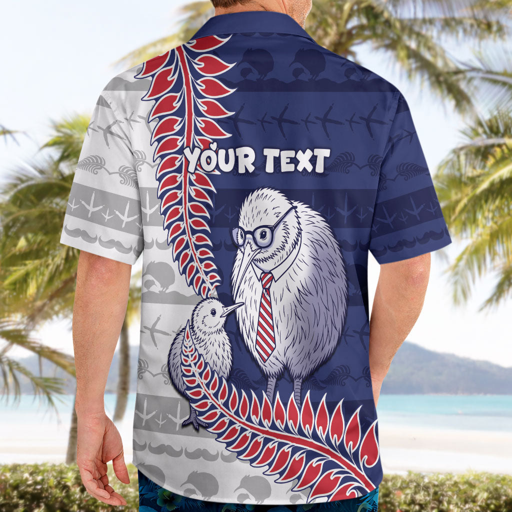 Personalised New Zealand Father's Day Hawaiian Shirt Daddy Kiwi Bird Silver Ferns DT05 - Polynesian Pride
