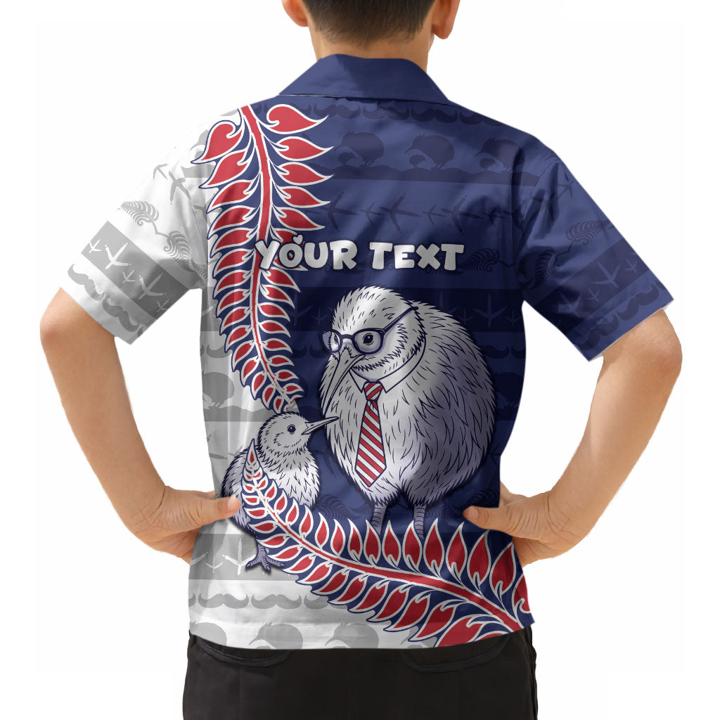 Personalised New Zealand Father's Day Hawaiian Shirt Daddy Kiwi Bird Silver Ferns DT05 - Polynesian Pride