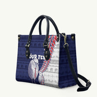 Personalised New Zealand Father's Day Leather Bag Daddy Kiwi Bird Silver Ferns DT05 Navy - Polynesian Pride