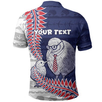 Personalised New Zealand Father's Day Polo Shirt Daddy Kiwi Bird Silver Ferns DT05 - Polynesian Pride