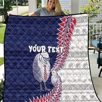 Personalised New Zealand Father's Day Quilt Daddy Kiwi Bird Silver Ferns DT05 Navy - Polynesian Pride