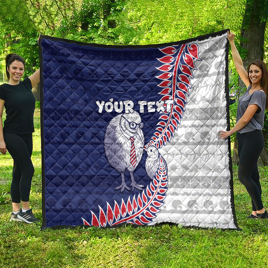 Personalised New Zealand Father's Day Quilt Daddy Kiwi Bird Silver Ferns DT05 - Polynesian Pride