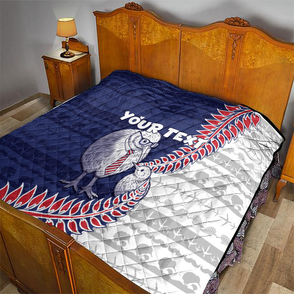 Personalised New Zealand Father's Day Quilt Daddy Kiwi Bird Silver Ferns DT05 - Polynesian Pride
