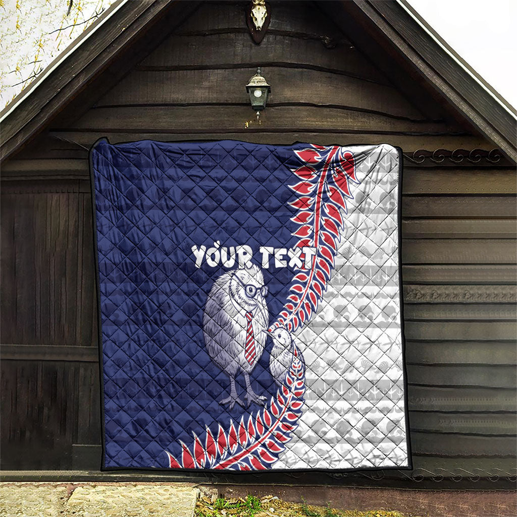 Personalised New Zealand Father's Day Quilt Daddy Kiwi Bird Silver Ferns DT05 - Polynesian Pride