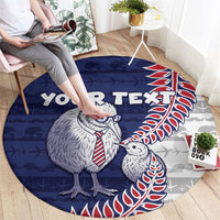 Personalised New Zealand Father's Day Round Carpet Daddy Kiwi Bird Silver Ferns DT05 - Polynesian Pride