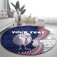 Personalised New Zealand Father's Day Round Carpet Daddy Kiwi Bird Silver Ferns DT05 - Polynesian Pride