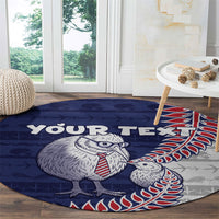 Personalised New Zealand Father's Day Round Carpet Daddy Kiwi Bird Silver Ferns DT05 - Polynesian Pride