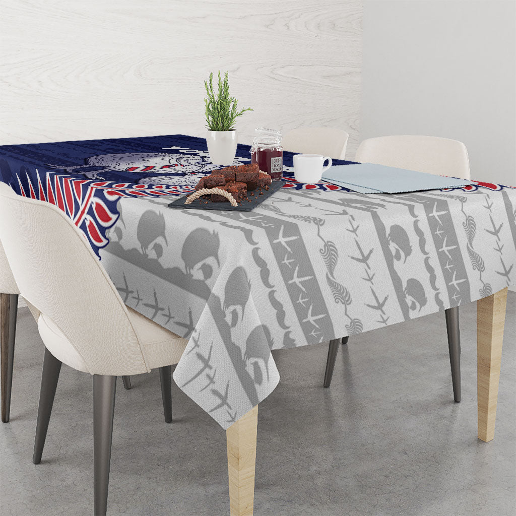 Personalised New Zealand Father's Day Tablecloth Daddy Kiwi Bird Silver Ferns