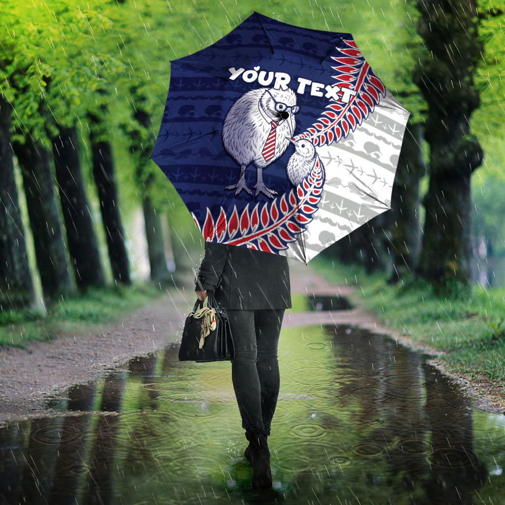 Personalised New Zealand Father's Day Umbrella Daddy Kiwi Bird Silver Ferns DT05 - Polynesian Pride