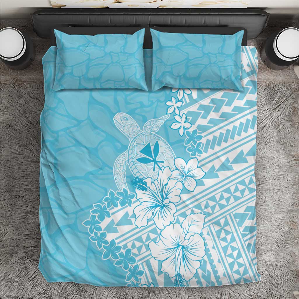 Hawaii Kanaka Maoli Bedding Set Polynesian Turtle Tattoo DT05 Blue - Polynesian Pride