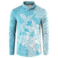 Hawaii Kanaka Maoli Button Sweatshirt Polynesian Turtle Tattoo DT05 Blue - Polynesian Pride