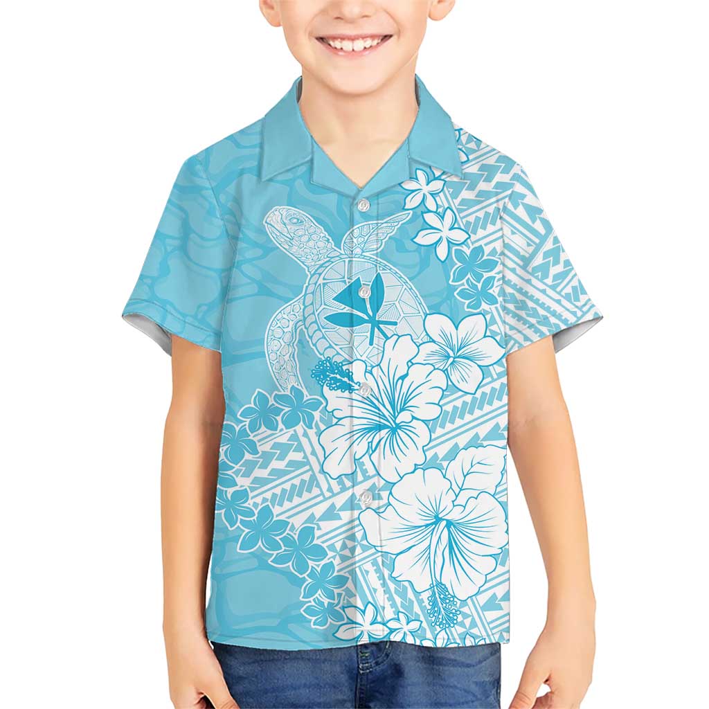 Hawaii Kanaka Maoli Kid Hawaiian Shirt Polynesian Turtle Tattoo DT05 Kid Blue - Polynesian Pride