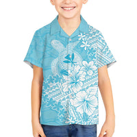 Hawaii Kanaka Maoli Kid Hawaiian Shirt Polynesian Turtle Tattoo DT05 Kid Blue - Polynesian Pride