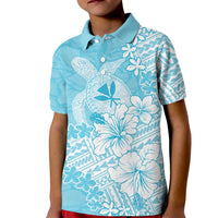 Hawaii Kanaka Maoli Kid Polo Shirt Polynesian Turtle Tattoo DT05 Kid Blue - Polynesian Pride