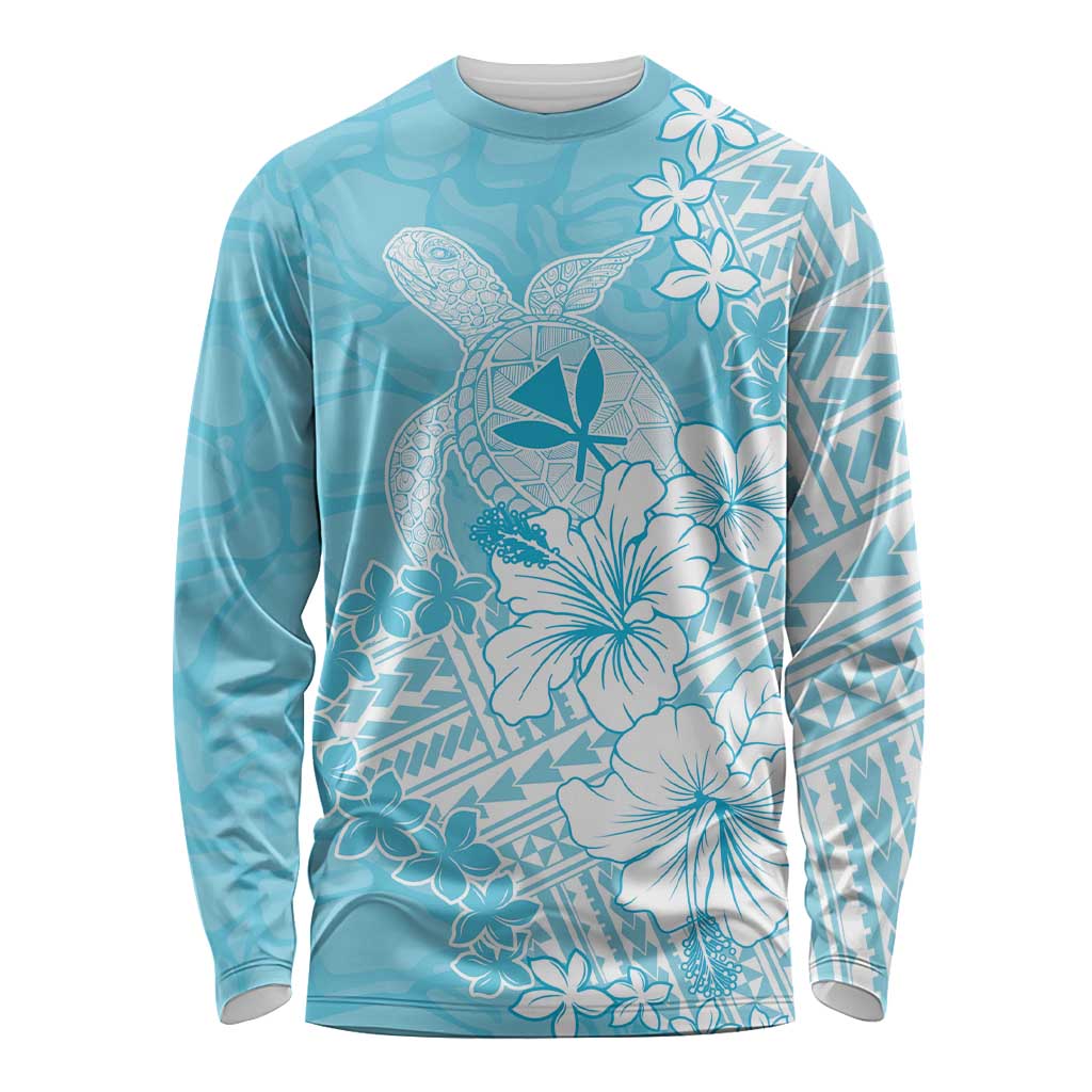 Hawaii Kanaka Maoli Long Sleeve Shirt Polynesian Turtle Tattoo DT05 Unisex Blue - Polynesian Pride