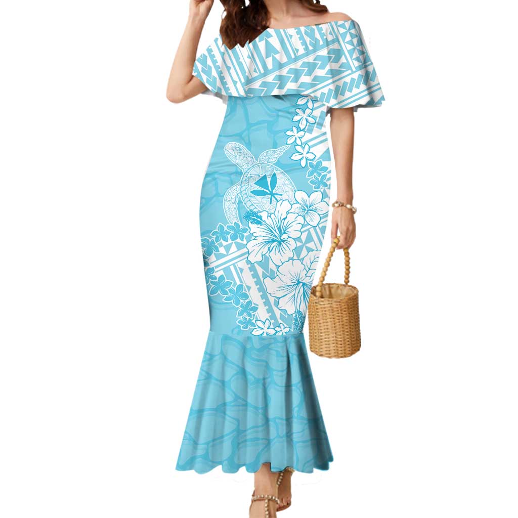 Hawaii Kanaka Maoli Mermaid Dress Polynesian Turtle Tattoo DT05 Women Blue - Polynesian Pride