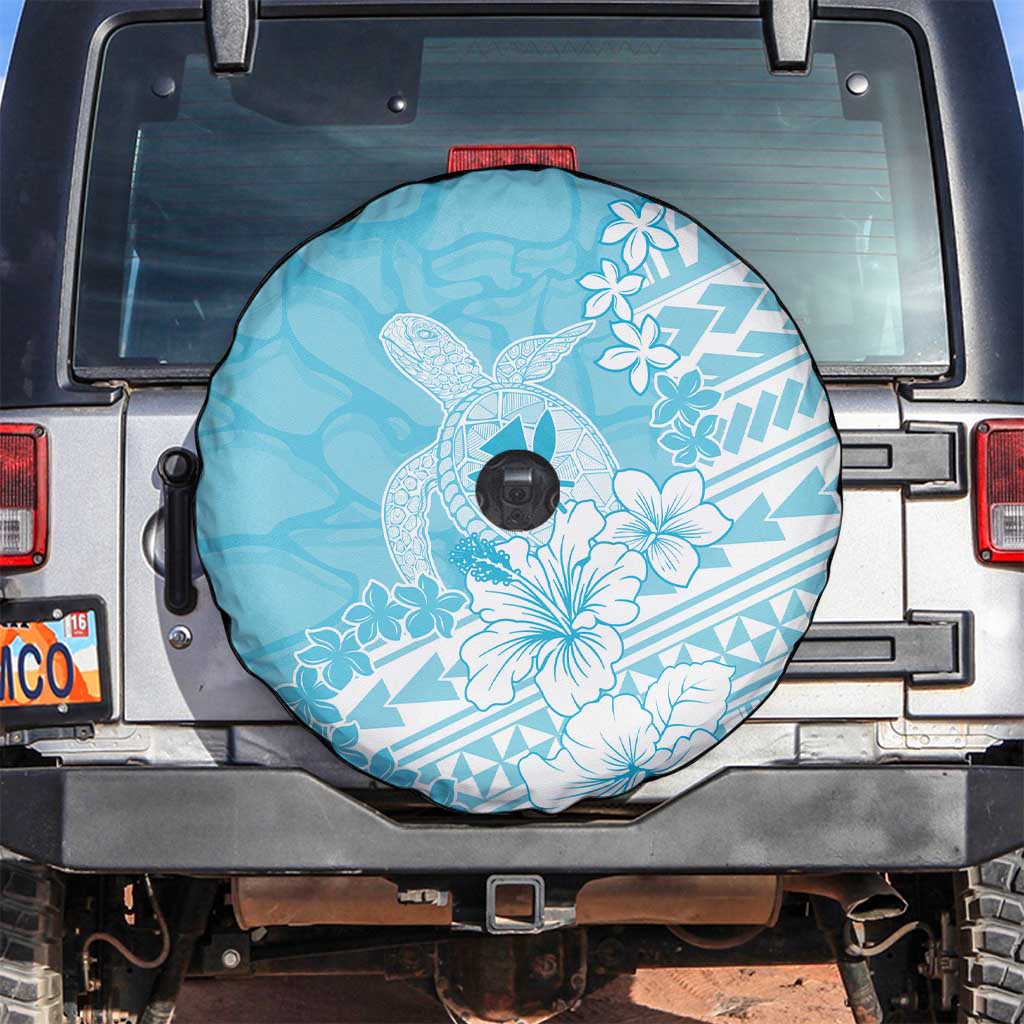 Hawaii Kanaka Maoli Spare Tire Cover Polynesian Turtle Tattoo DT05 Blue - Polynesian Pride