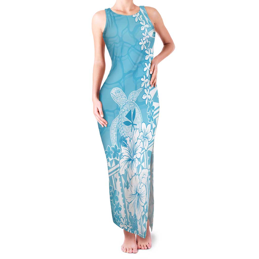 Hawaii Kanaka Maoli Tank Maxi Dress Polynesian Turtle Tattoo DT05 Women Blue - Polynesian Pride