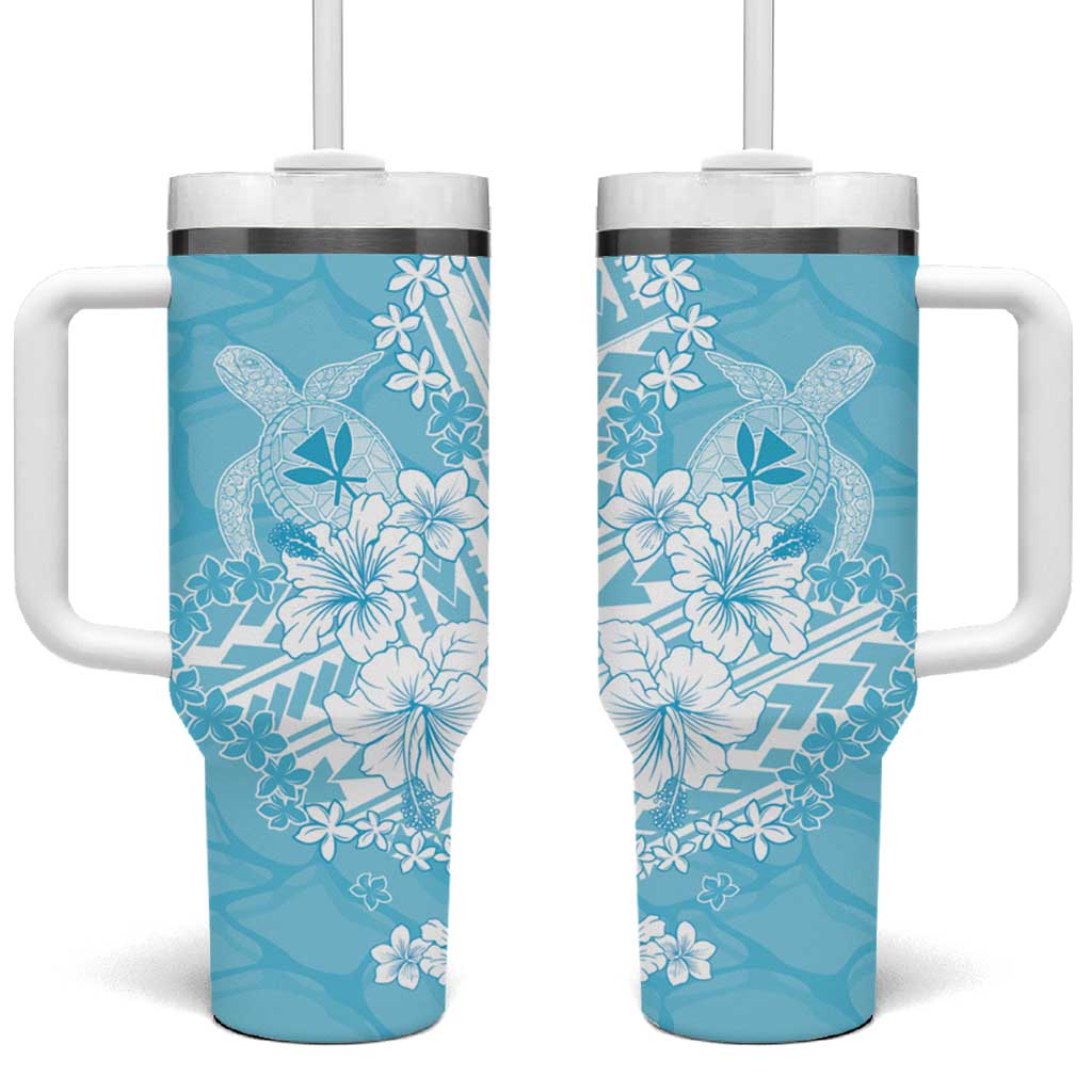Hawaii Kanaka Maoli Tumbler With Handle Polynesian Turtle Tattoo DT05 One Size: 40 oz Blue - Polynesian Pride