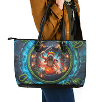 3D Illusion Nightmarchers Halloween Leather Tote Bag Hawaiian Warrior Spirit Lava Portal DT05 - Polynesian Pride