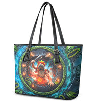 3D Illusion Nightmarchers Halloween Leather Tote Bag Hawaiian Warrior Spirit Lava Portal DT05 - Polynesian Pride