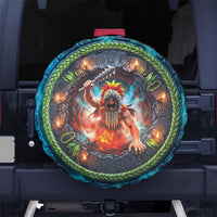 3D Illusion Nightmarchers Halloween Spare Tire Cover Hawaiian Warrior Spirit Lava Portal DT05 No hole Teal - Polynesian Pride