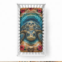 3D Illusion Honu Halloween Baby Bed Cover Hawaiian Sea Turtle Skull Shell Vortex DT05 28 × 52 in Blue - Polynesian Pride
