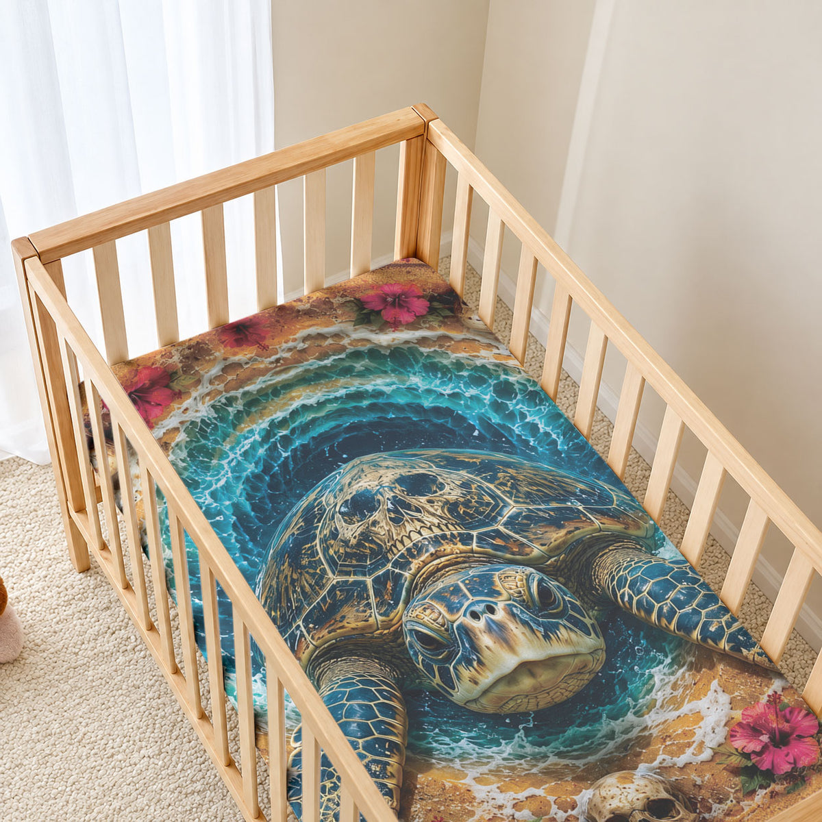 3D Illusion Honu Halloween Baby Bed Cover Hawaiian Sea Turtle Skull Shell Vortex DT05 - Polynesian Pride